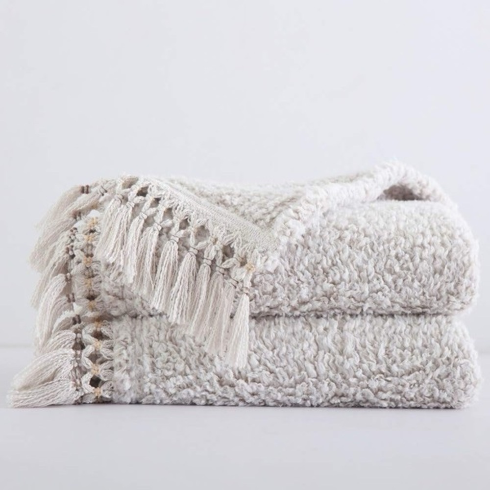 horimote home Ultra Soft Fleece Sherpa Blanket Tassel,  Ombre Light Brown,king - Picture 2 of 14